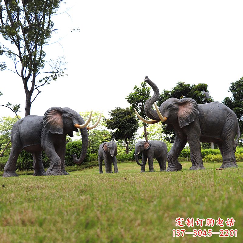 温州玻璃钢大象仿真大象雕塑-公园景区园林装饰动物摆件