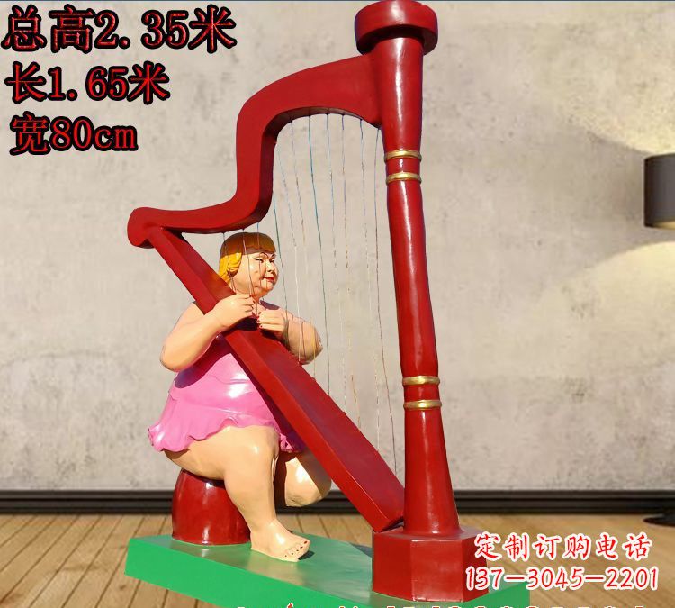 温州玻璃钢弹竖琴人物雕塑