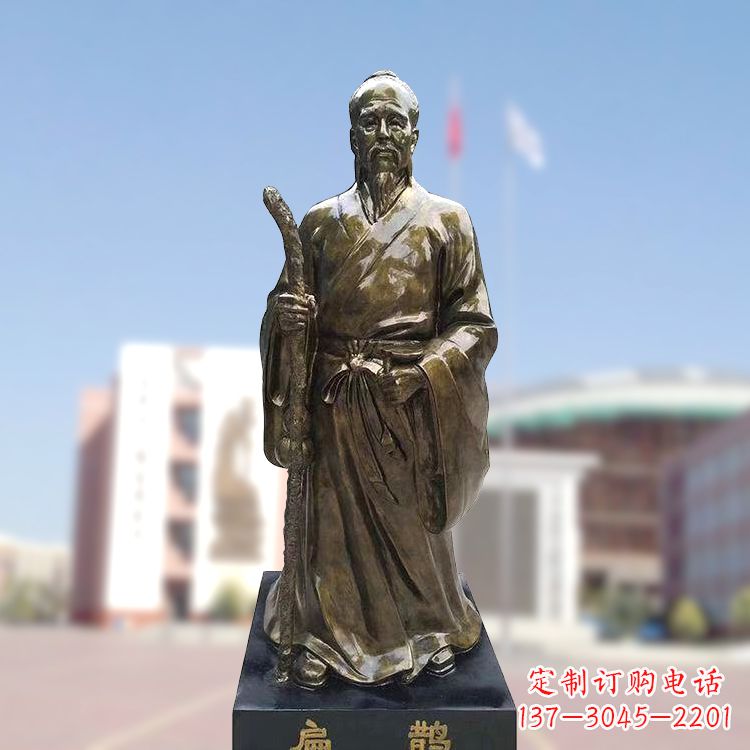 温州玻璃钢仿铜扁鹊雕塑