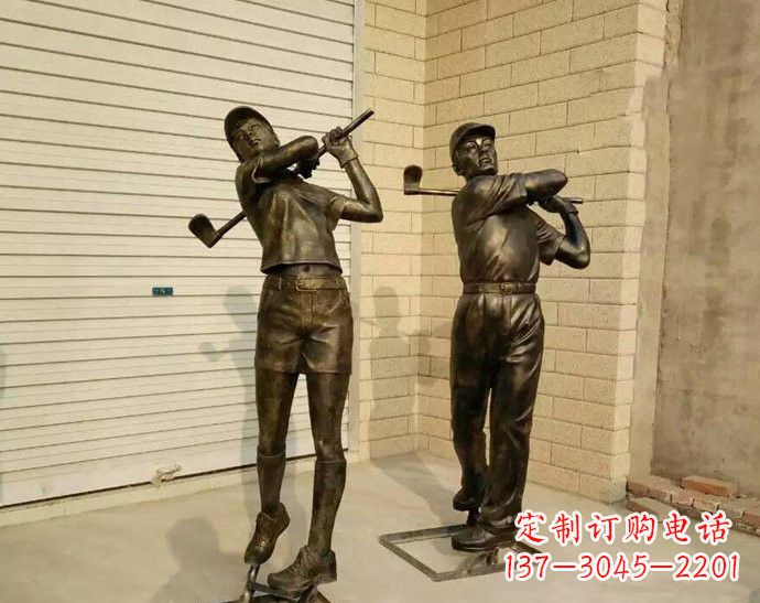 温州玻璃钢仿铜打高尔夫人物