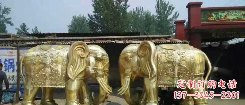 温州玻璃钢仿铜大象公园动物雕塑