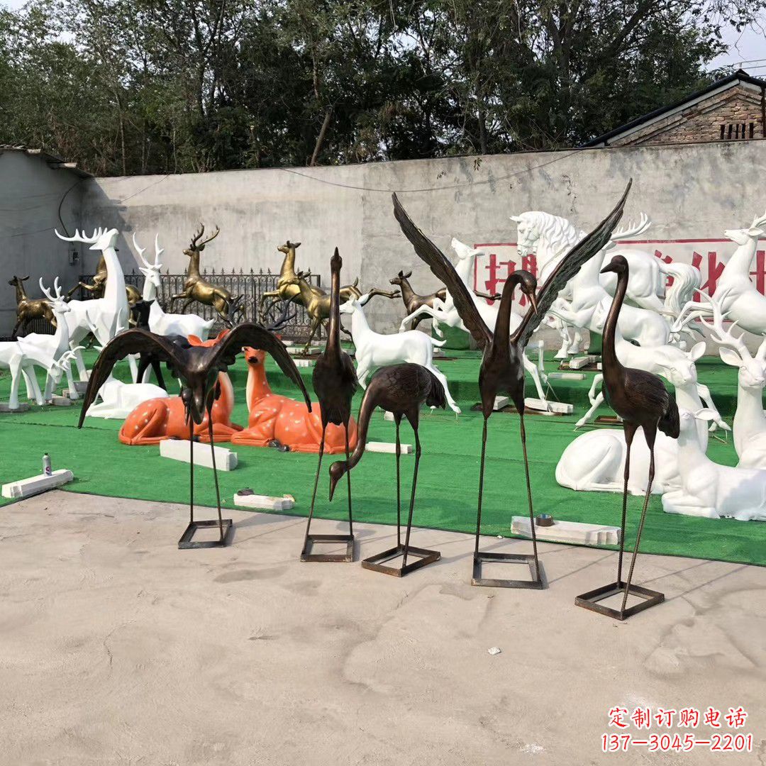 温州玻璃钢仿铜雕塑仙鹤