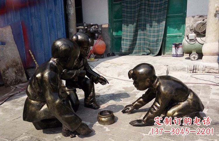 温州玻璃钢仿铜斗蛐蛐的古代儿童
