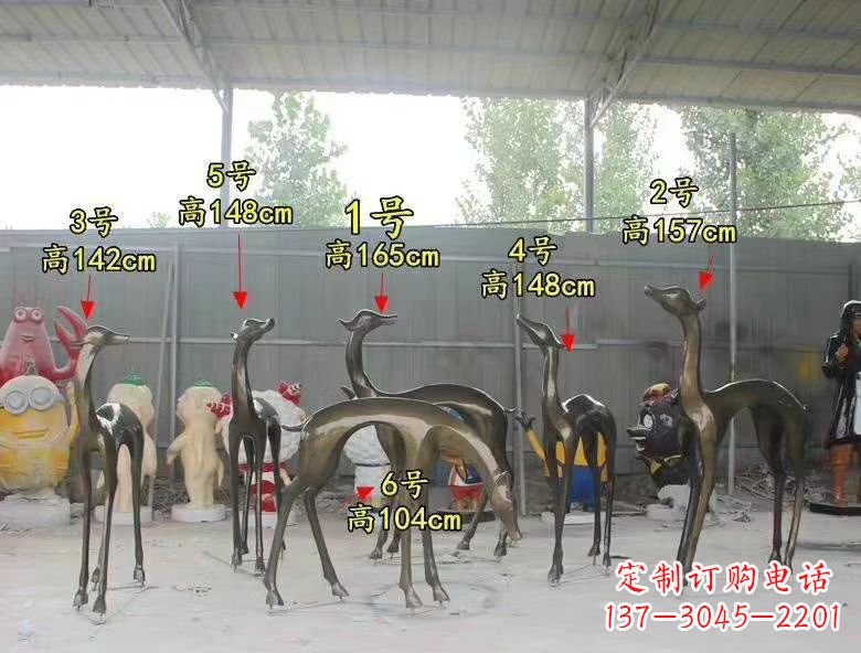温州玻璃钢仿铜公园小鹿雕塑