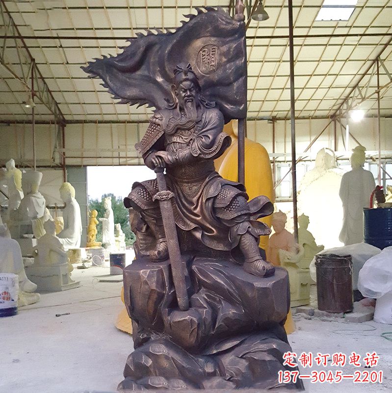 温州玻璃钢仿铜关公雕塑