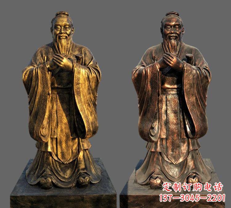 温州玻璃钢仿铜孔子校园名人