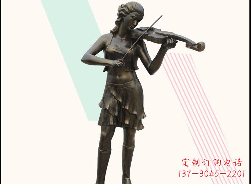 温州玻璃钢仿铜拉小提琴的女孩