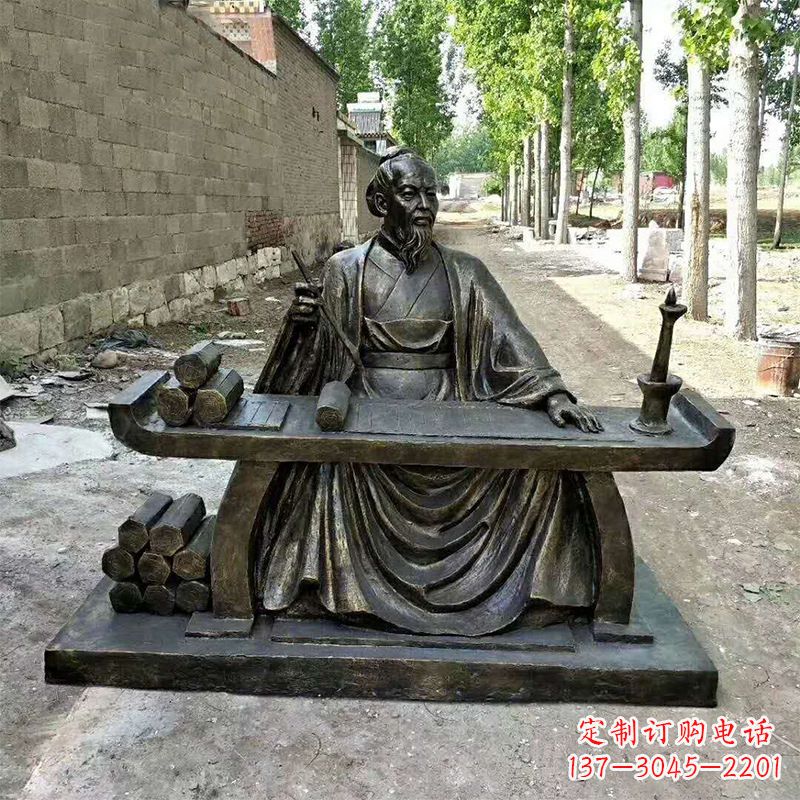 温州玻璃钢仿铜历史名人张衡情景雕塑
