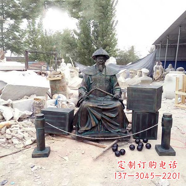 温州玻璃钢仿铜林则徐销烟雕塑