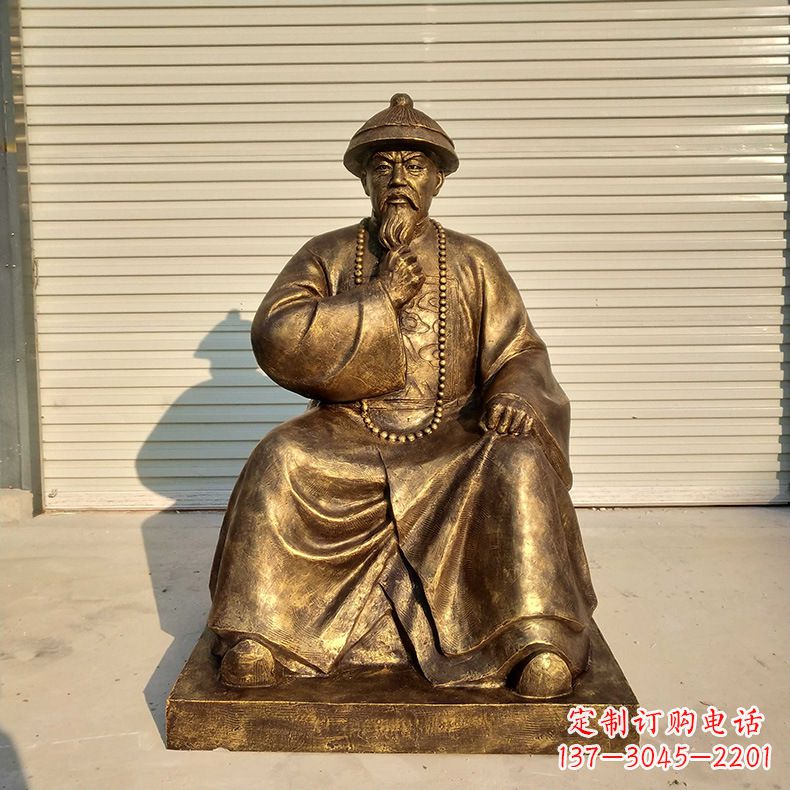 温州玻璃钢仿铜林则徐坐姿雕像