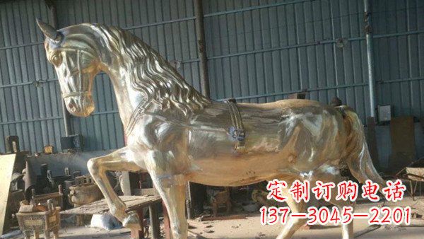 温州玻璃钢仿铜马公园动物雕塑