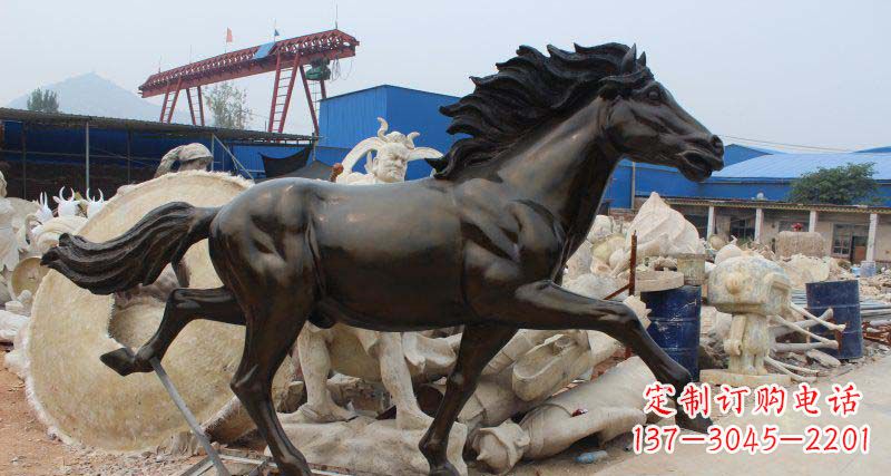 温州玻璃钢仿铜马广场动物雕塑