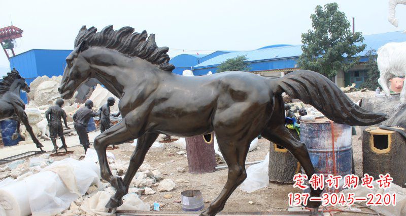 温州玻璃钢仿铜马广场动物雕塑 (2)