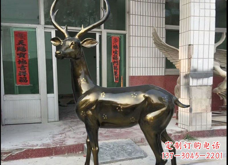 温州玻璃钢仿铜梅花鹿