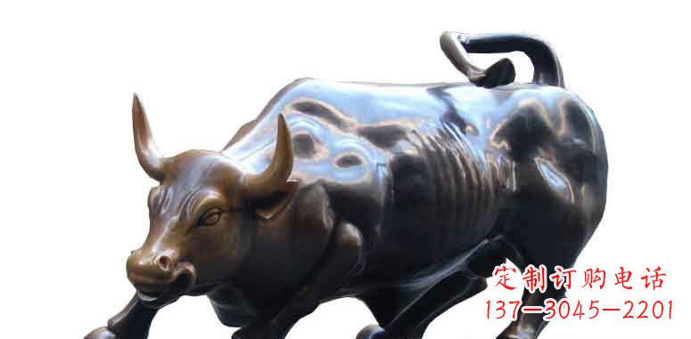 温州玻璃钢仿铜牛公园动物雕塑_2