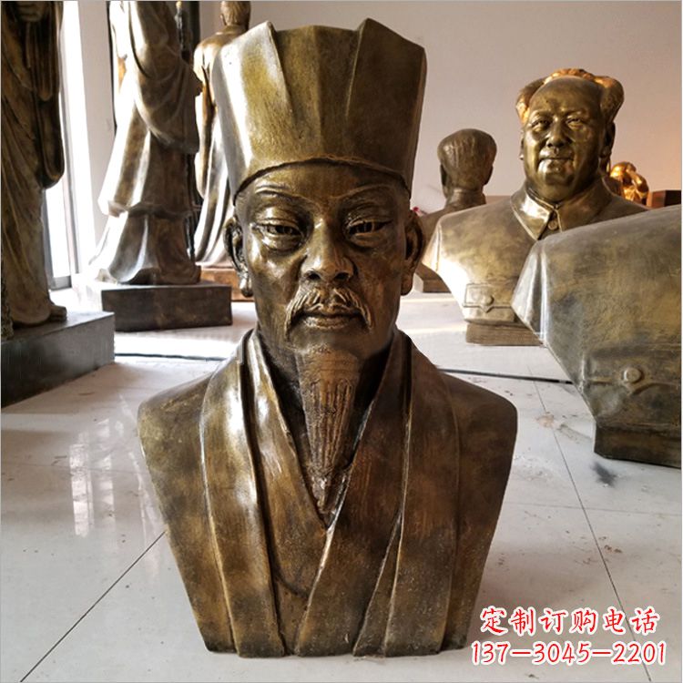 温州玻璃钢仿铜苏轼头像雕塑