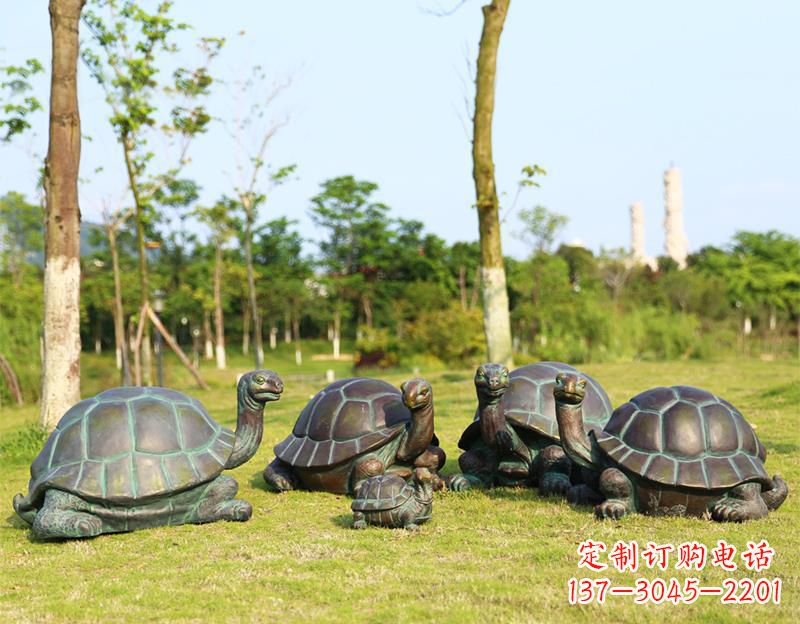 温州玻璃钢仿铜乌龟雕塑摆件