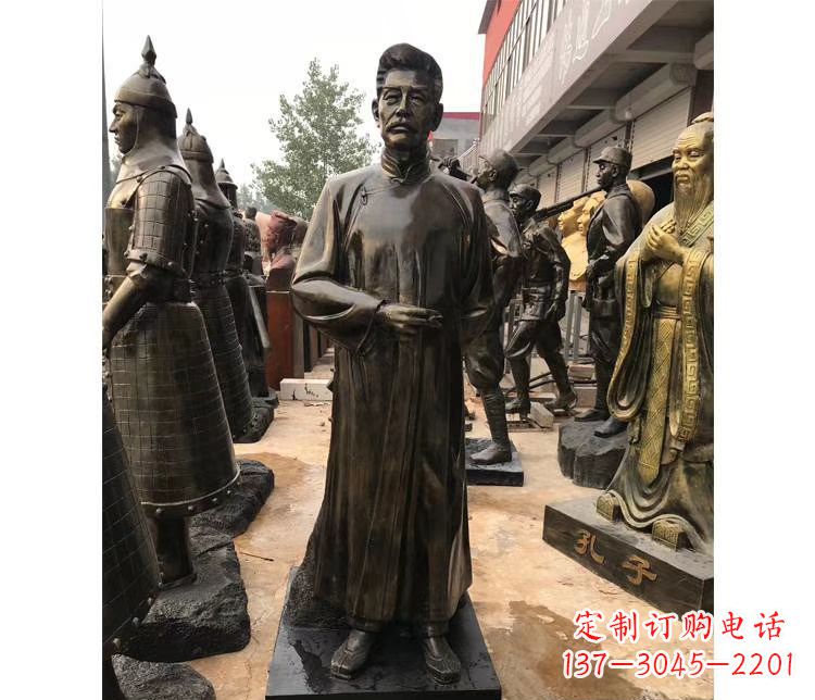 温州玻璃钢仿铜校园近代名人鲁迅雕塑