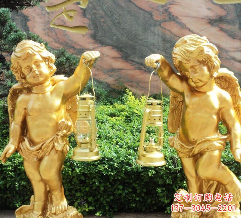 温州玻璃钢仿铜小天使路灯