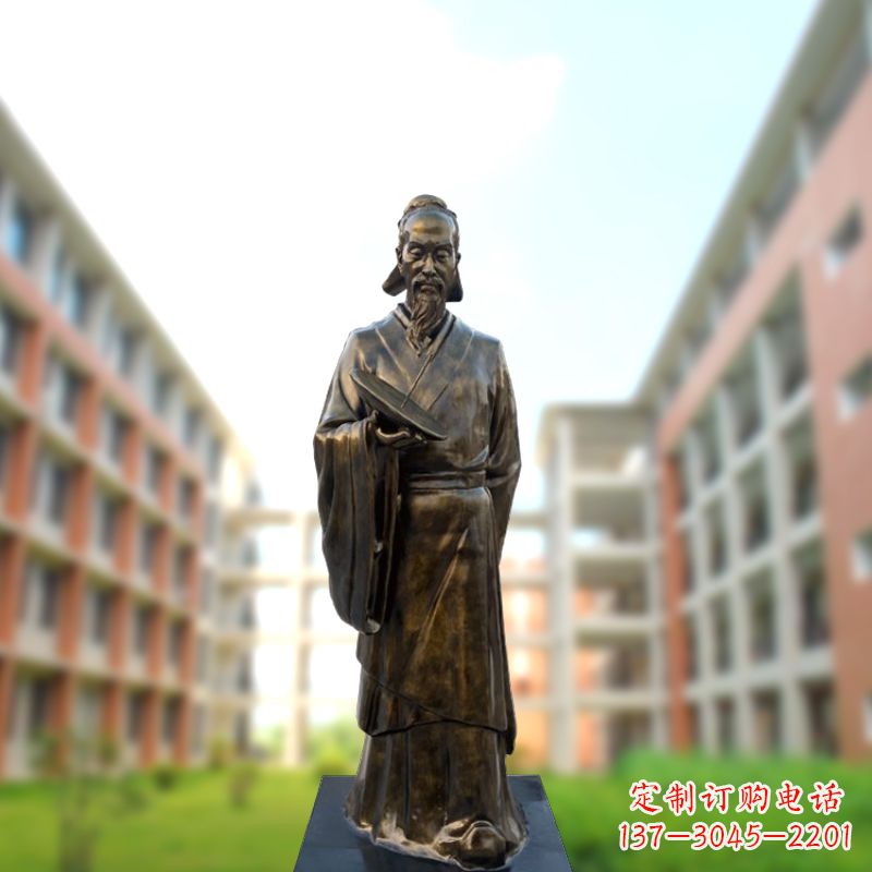 温州玻璃钢仿铜祖冲之雕塑-学校校园历史名人雕像