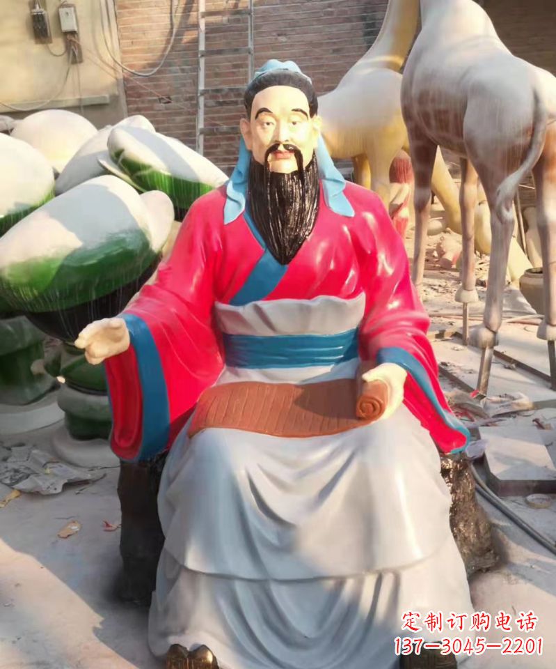 温州玻璃钢仿真古代名人孔子讲学雕塑