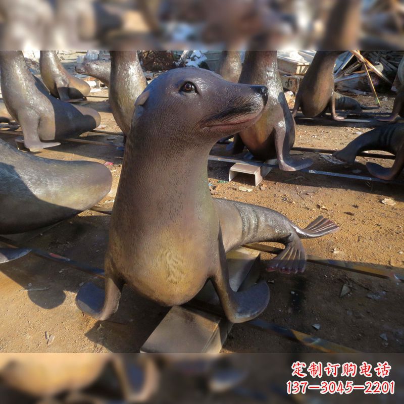 温州玻璃钢仿真海豹雕塑
