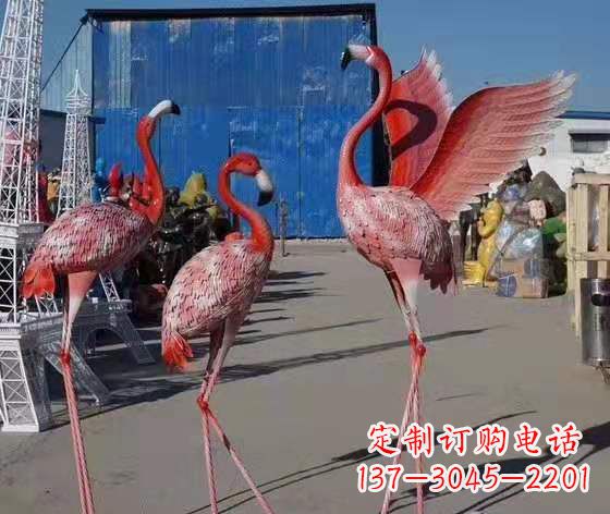 温州玻璃钢仿真火烈鸟雕塑广场景观雕塑户外摆件
