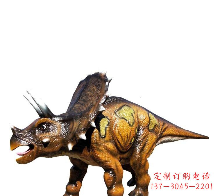 温州玻璃钢仿真恐龙三角龙雕塑