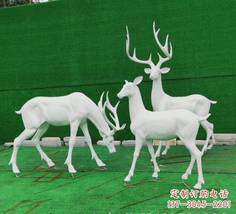 温州玻璃钢仿真鹿群雕塑