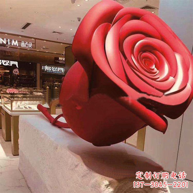 温州玻璃钢仿真玫瑰花雕塑摆件