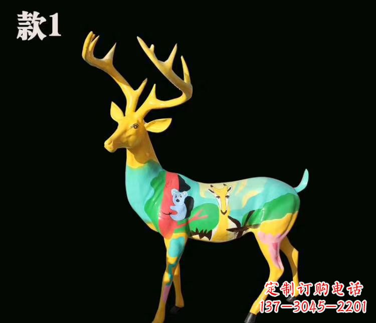 温州玻璃钢仿真梅花鹿雕塑