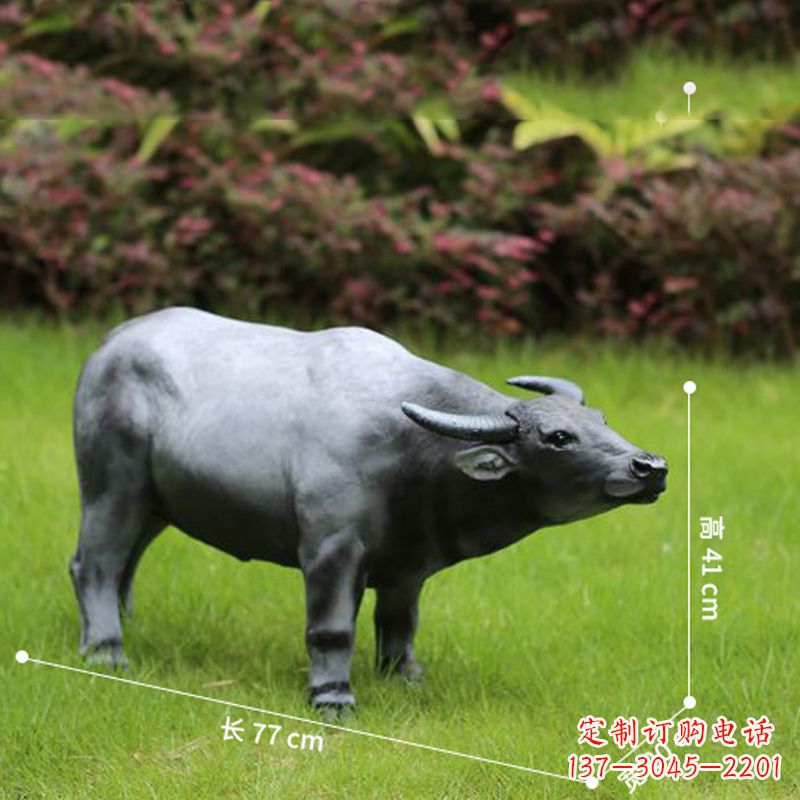 温州玻璃钢仿真水牛-公园草坪动物雕塑摆件