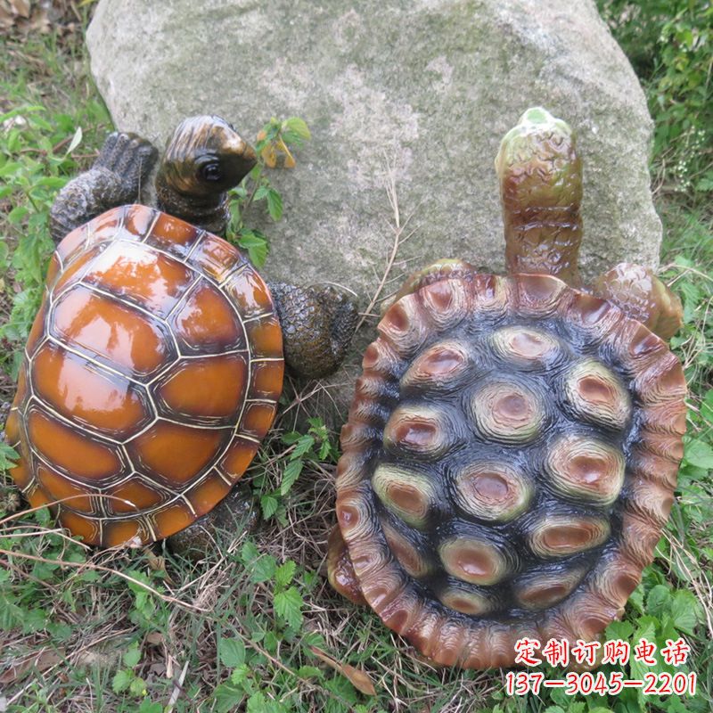 温州玻璃钢仿真乌龟雕塑,园林陆龟海龟花园装饰摆件