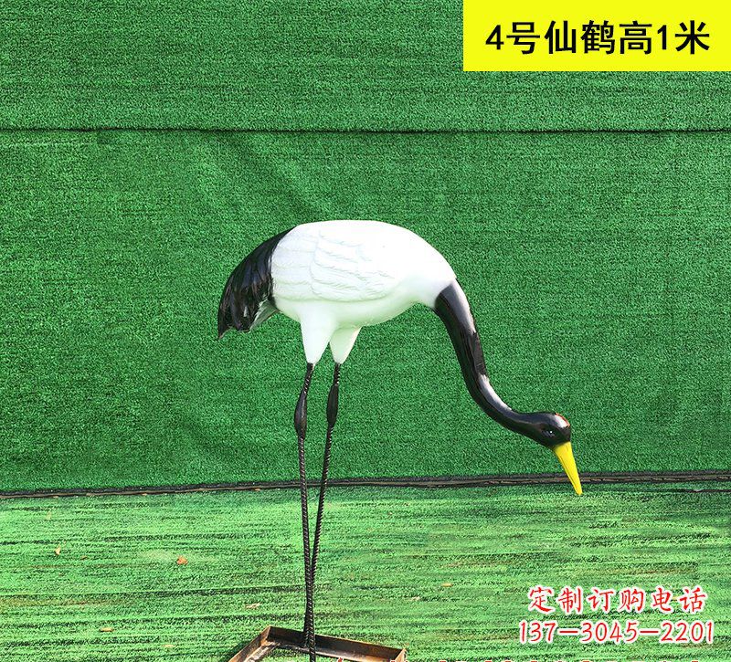 温州玻璃钢仿真仙鹤动物雕塑