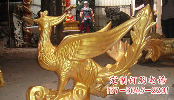 温州玻璃钢凤凰仿铜动物雕塑