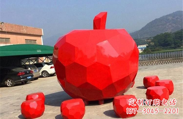 温州玻璃钢公园彩绘几何苹果雕塑