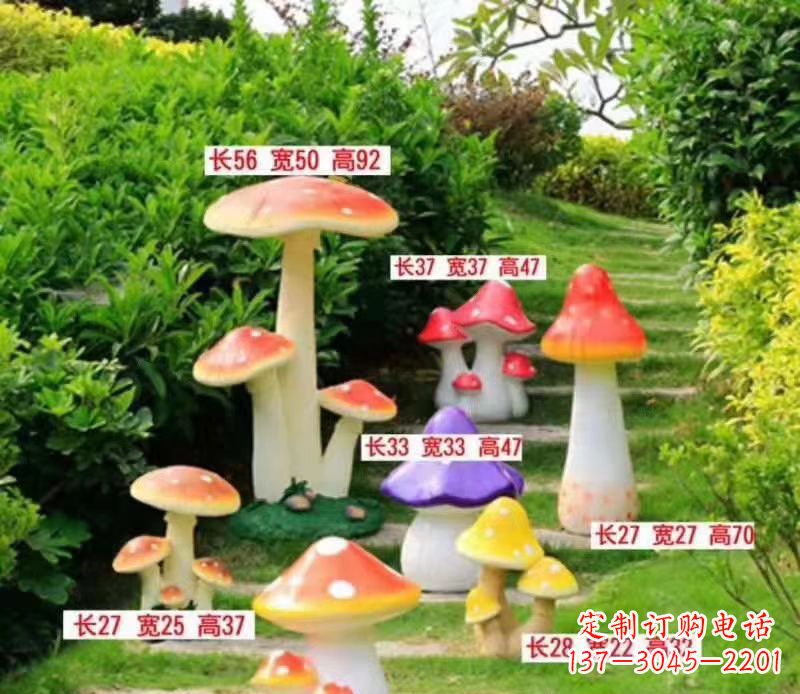 温州玻璃钢公园彩绘蘑菇雕塑2