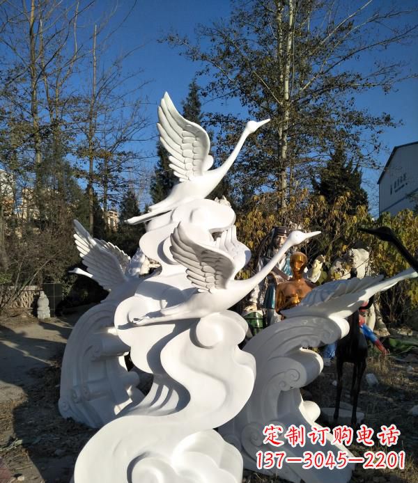 温州玻璃钢公园海浪天鹅雕塑