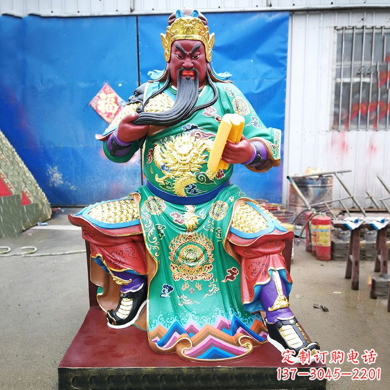 温州玻璃钢关圣帝君彩绘雕塑