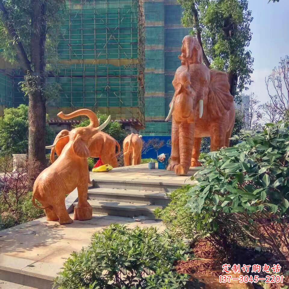 温州玻璃钢卡通大象雕塑-小区园林动物景观雕塑