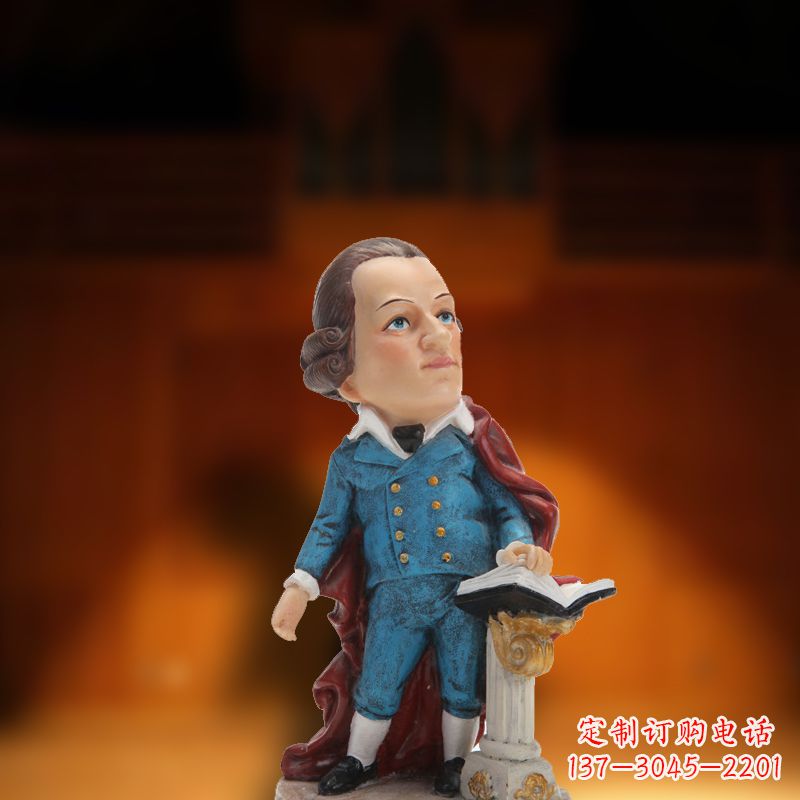 温州玻璃钢卡通莫扎特雕塑