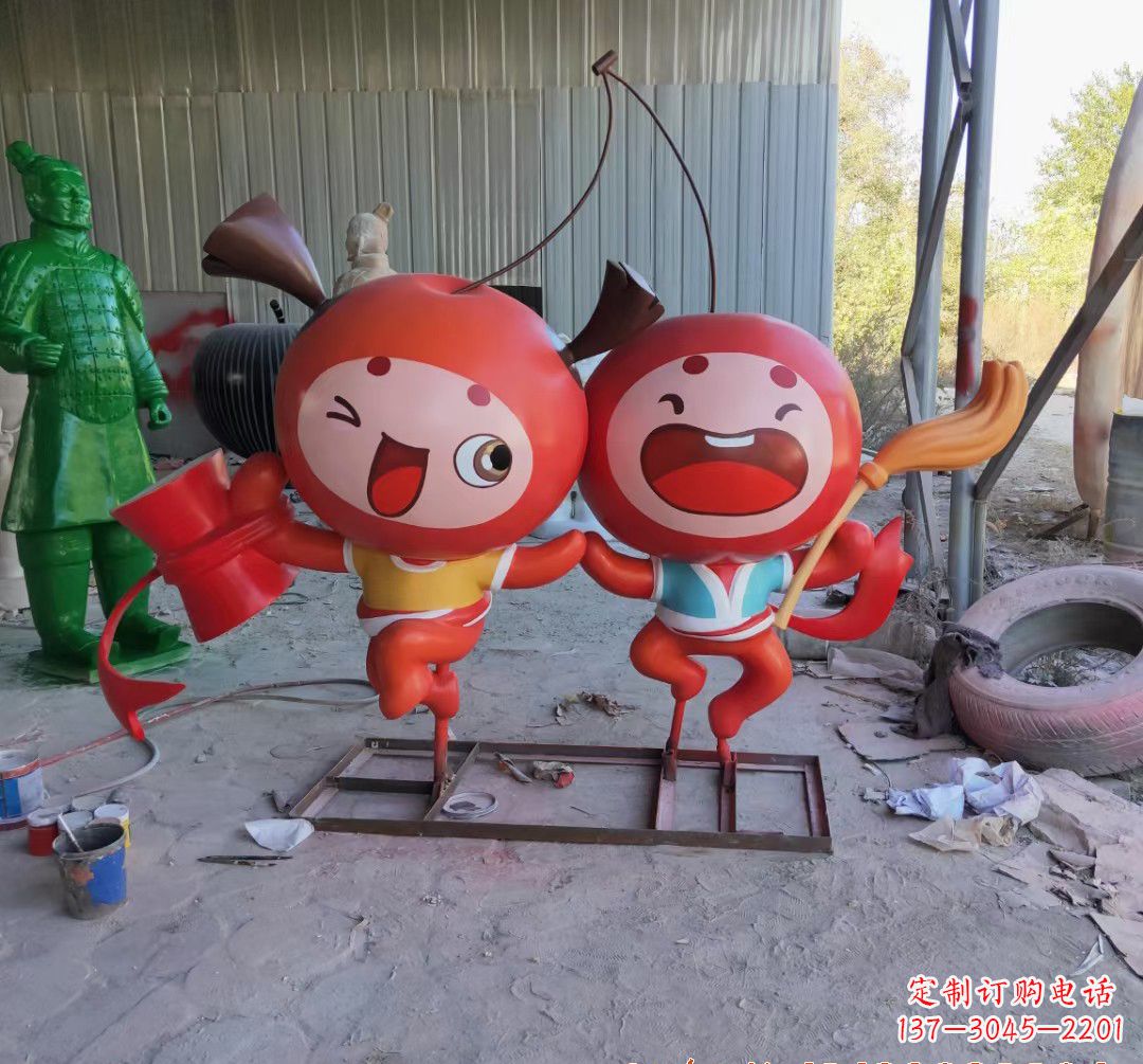 温州玻璃钢卡通苹果雕塑