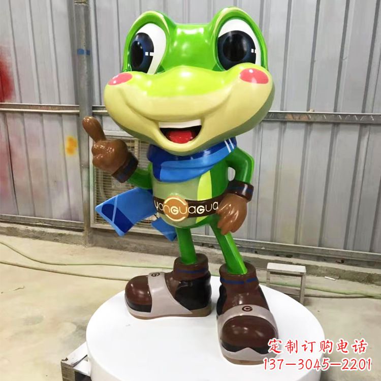 温州玻璃钢卡通青蛙-商场儿童游乐场卡通动物美陈雕塑