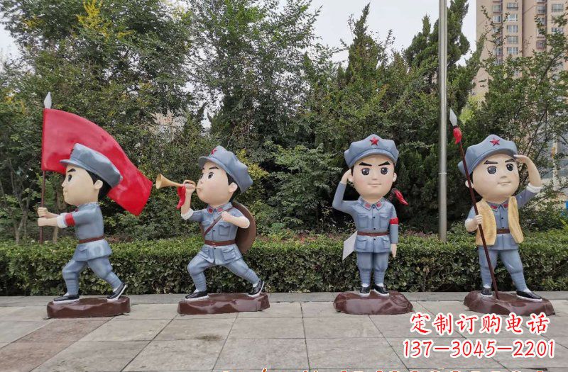 温州玻璃钢卡通小红军雕塑