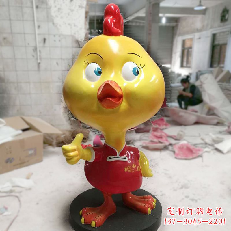 温州玻璃钢卡通小鸡商场卖场美陈雕塑