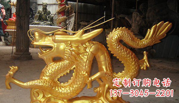 温州玻璃钢龙仿铜动物雕塑