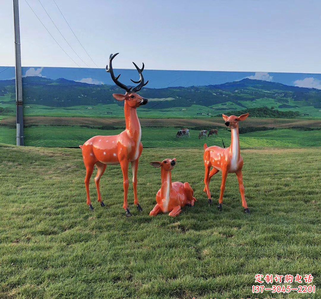 温州玻璃钢鹿群雕塑
