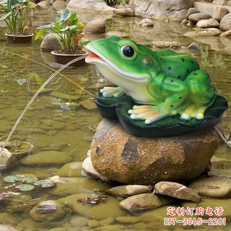 温州玻璃钢喷水青蛙公园水景动物雕塑摆件