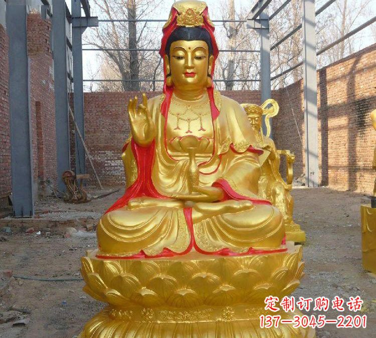 温州玻璃钢漆金观音菩萨雕塑