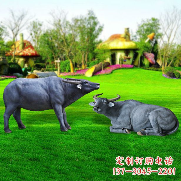 温州玻璃钢水牛雕塑-农场农家院仿真动物摆件